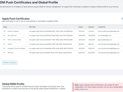 Manage multiple Apple Push Certificates in a single environment.