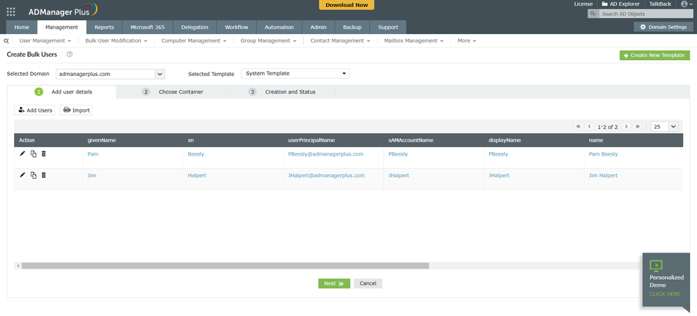 ManageEngine ADManager Plus Screenshot 1