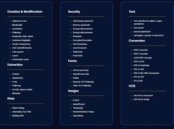 Adobe PDF Library Capabilities - Yep, we do all of that and more. And we do it in C/C++, .NET/NuGet, Java/Maven, Windows, Linux and Mac.   We pretty much know everything about PDFs. Wanna know why? Read https://www.datalogics.com/about-us and watch https://www.datalogics.com/about-datalogics-video