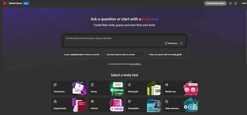 Adobe Student Spaces Screenshot 1