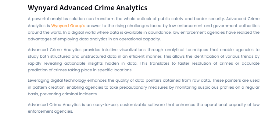 Wynyard Advanced Crime Analytics Screenshot 1