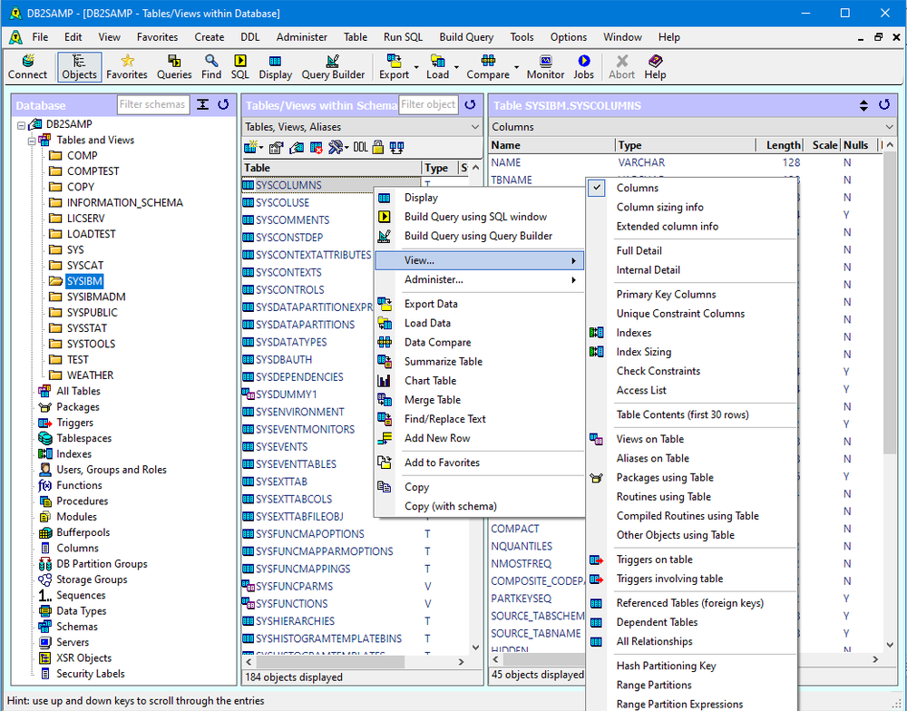 Database Explorer window