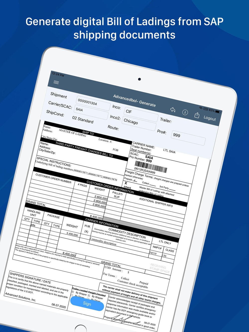 AdvancedBOL for SAP Logistics Screenshot 1