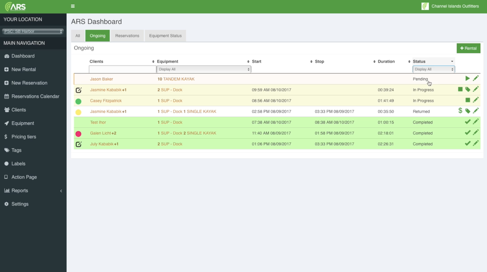 Adventure Rental System Screenshot 1