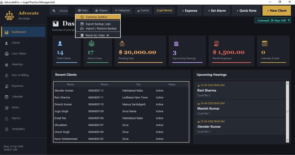 Main Dashboard