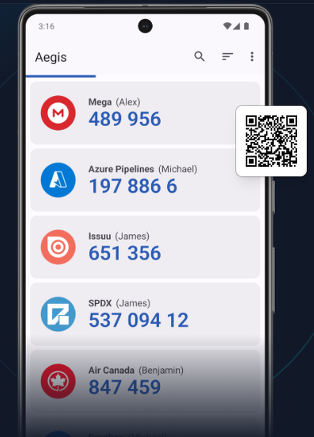 Aegis Authenticator Screenshot 1