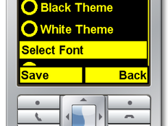 Settings screen using the high-contrast yellow theme