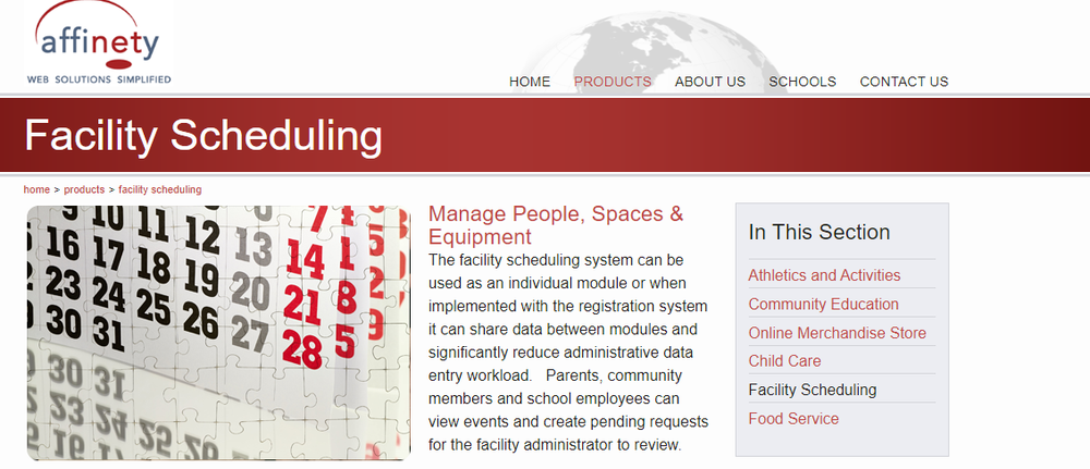 Affinety Facility Scheduling Screenshot 1