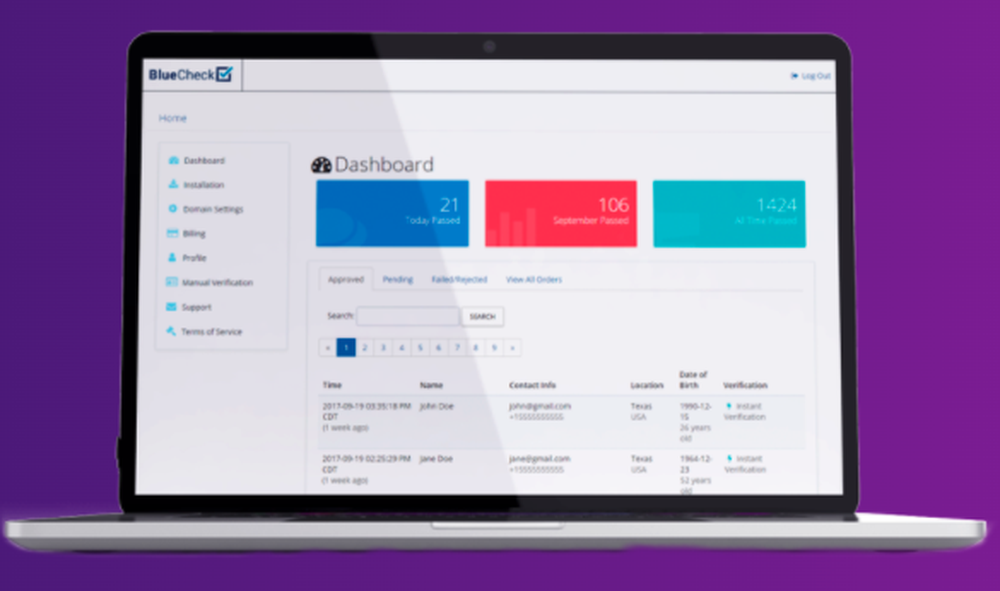BlueCheck Dashboard