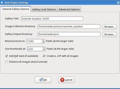 The Project configuration dialog