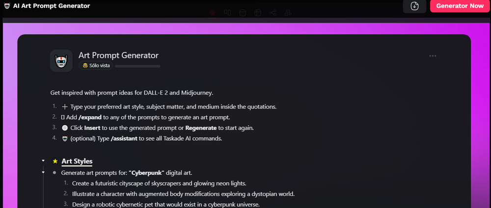 AI Art Prompt Generator Screenshot 1