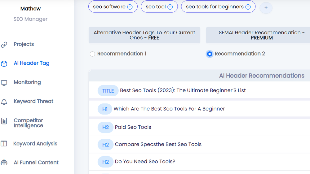 AI Header Generation