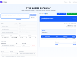  Homepage — clean invoice form with AI paste