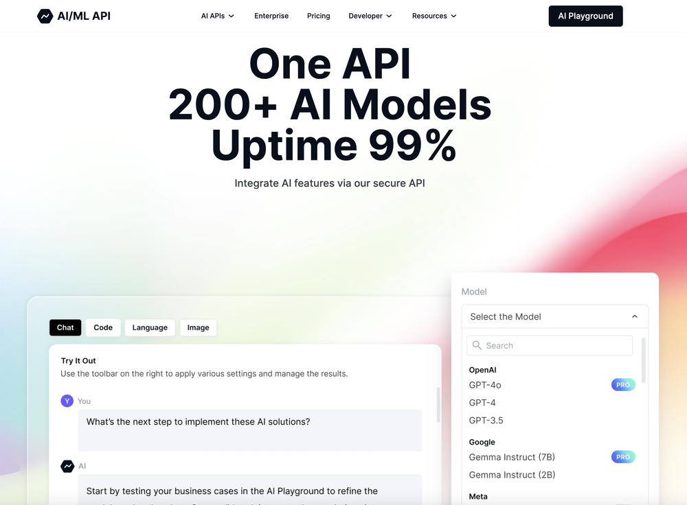 AI/ML API Screenshot 1