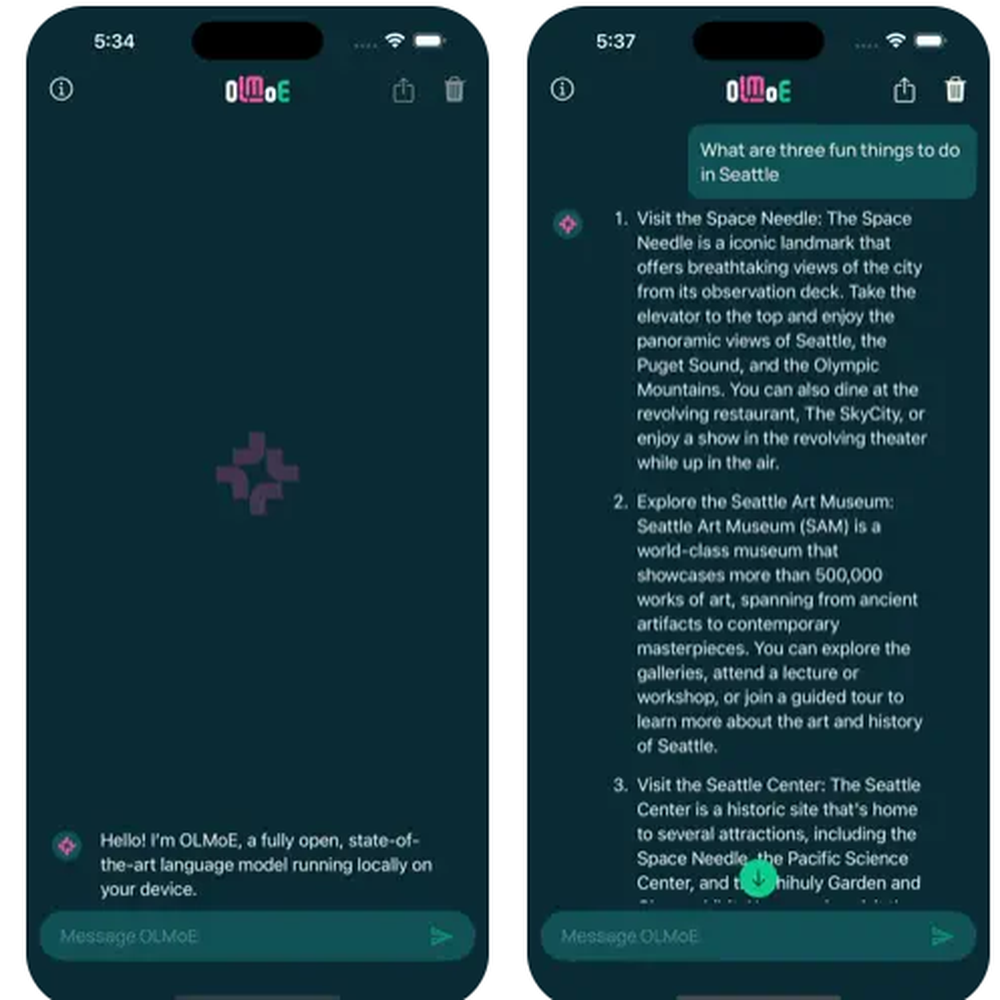 Ai2 OLMoE Screenshot 1