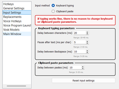 Input Setting Page