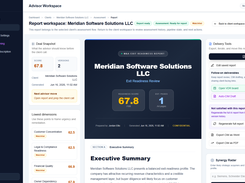 Exit Readiness Diagnostic Report - Review comprehensive scores, transaction risk flags, and advisory suggestions.
