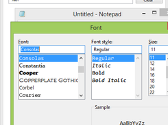 Opening Font Menu in Notepad