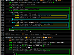 Source code editor created in AL-IV (dark scheme)