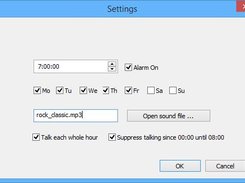 AlarmClock settings dialog.