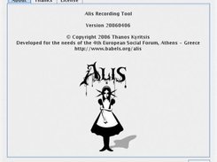 Alis Recording Tool 0.6.x About Dialog