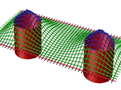 Solution of a 4th order differential equation on a square lattice.