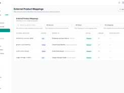 External product mappings connect Stripe and CSV product identifiers to internal products so imported revenue can be allocated consistently.