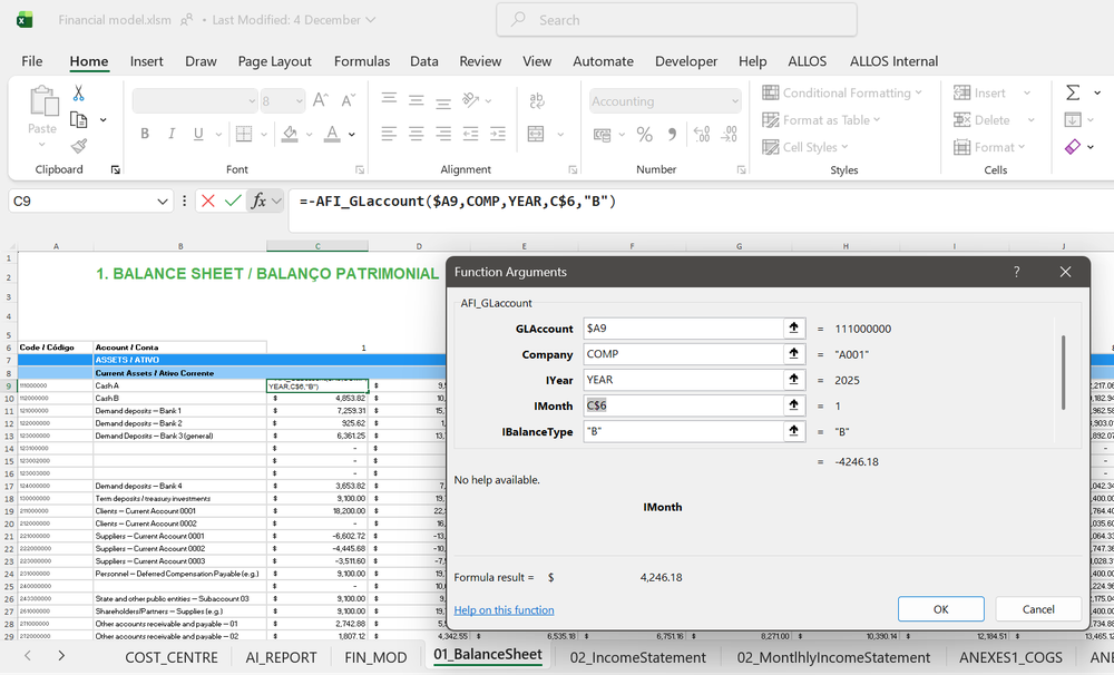 ALLOS Financial Formula Example