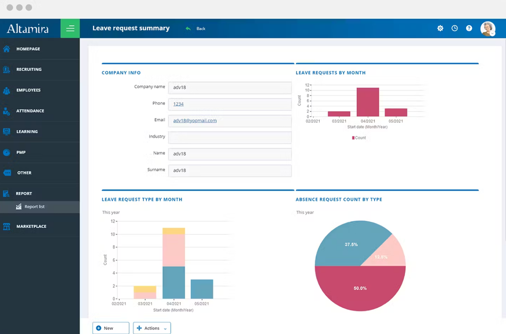 Altamira Leave Management Screenshot 1