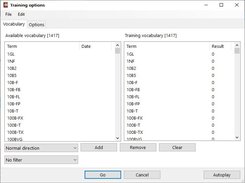 Training options window