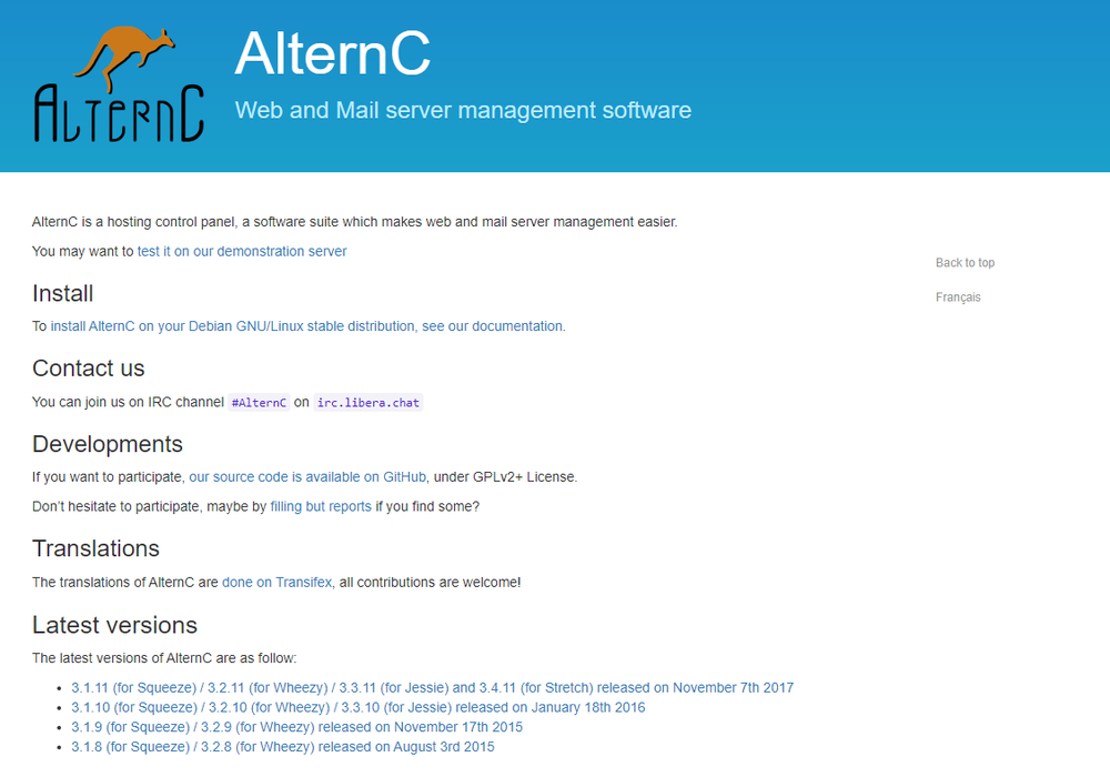 AlternC Screenshot 1
