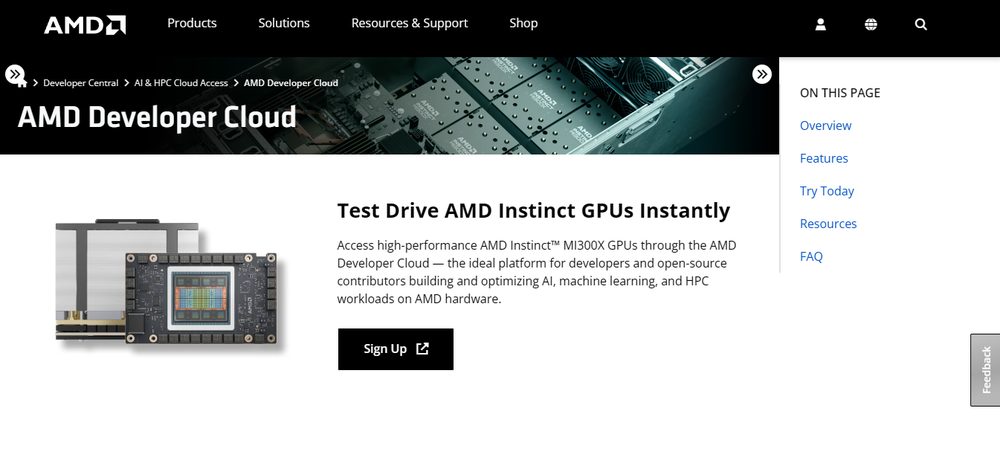 AMD Developer Cloud Screenshot 1
