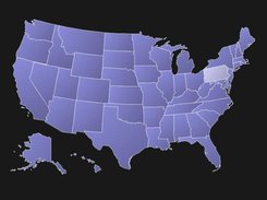 50 state view with the mouse cursor over Pennsylvania