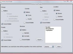 User Interface of Amino Acid Finder