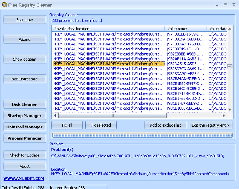 AML Free Registry Cleaner Screenshot 1