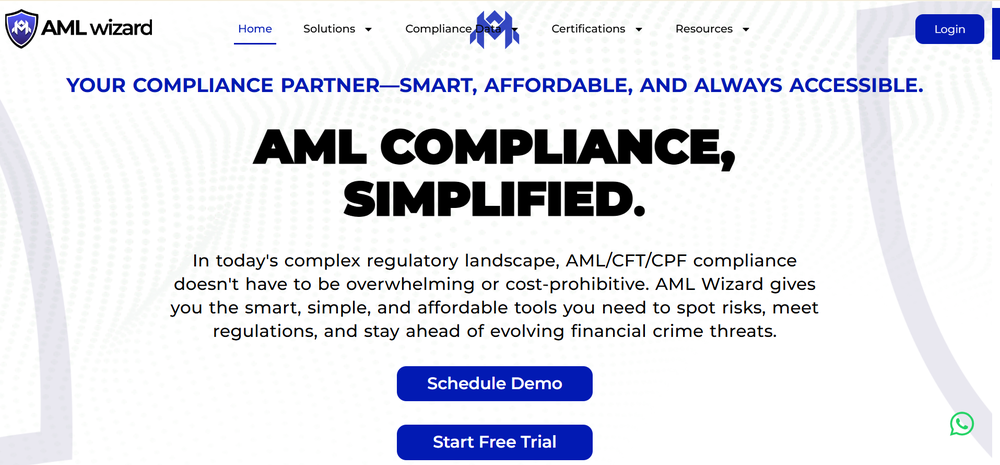 AML Wizard Website Homepage