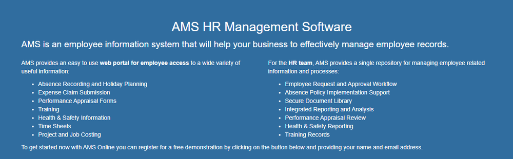 AMS HR Management Software Screenshot 1