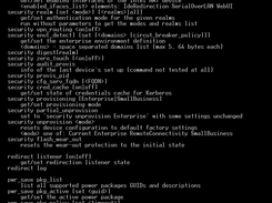 Commands: security, redirect, pwr_save. Detailed help