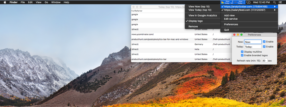 Analytics Bar Screenshot 1