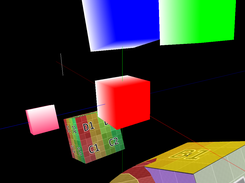 Cube in foreground shows texture blending