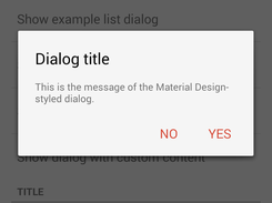 The appearance of a dialog, which has been created by the library.