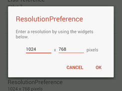 A preference, which allows to enter an image or video resolution using two EditText widgets