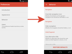 The default appearance of the PreferenceActivity on a smartphone.