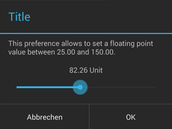 A screenshot, which shows a dialog, which is created by the library "AndroidSeekBarPreference".