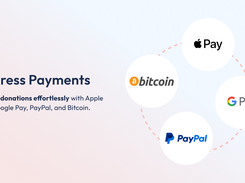 Accept donations effortlessly with Apple Pay, Google Pay, PayPal, and Bitcoin.