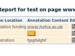 Example of report for JISC homepage