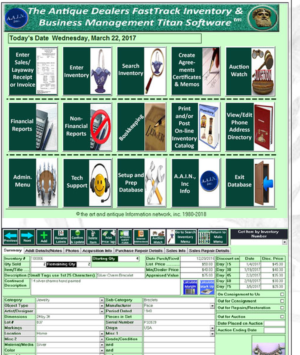 Antique Dealer FastTrack Inventory Screenshot 1