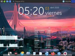 Tiene entorno de escritorio XFCE,Conky y Plank como Dockbar,cosume alrrededor de 200MB de ram