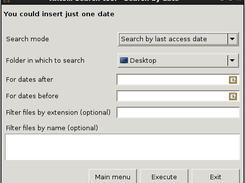 Search by date menu