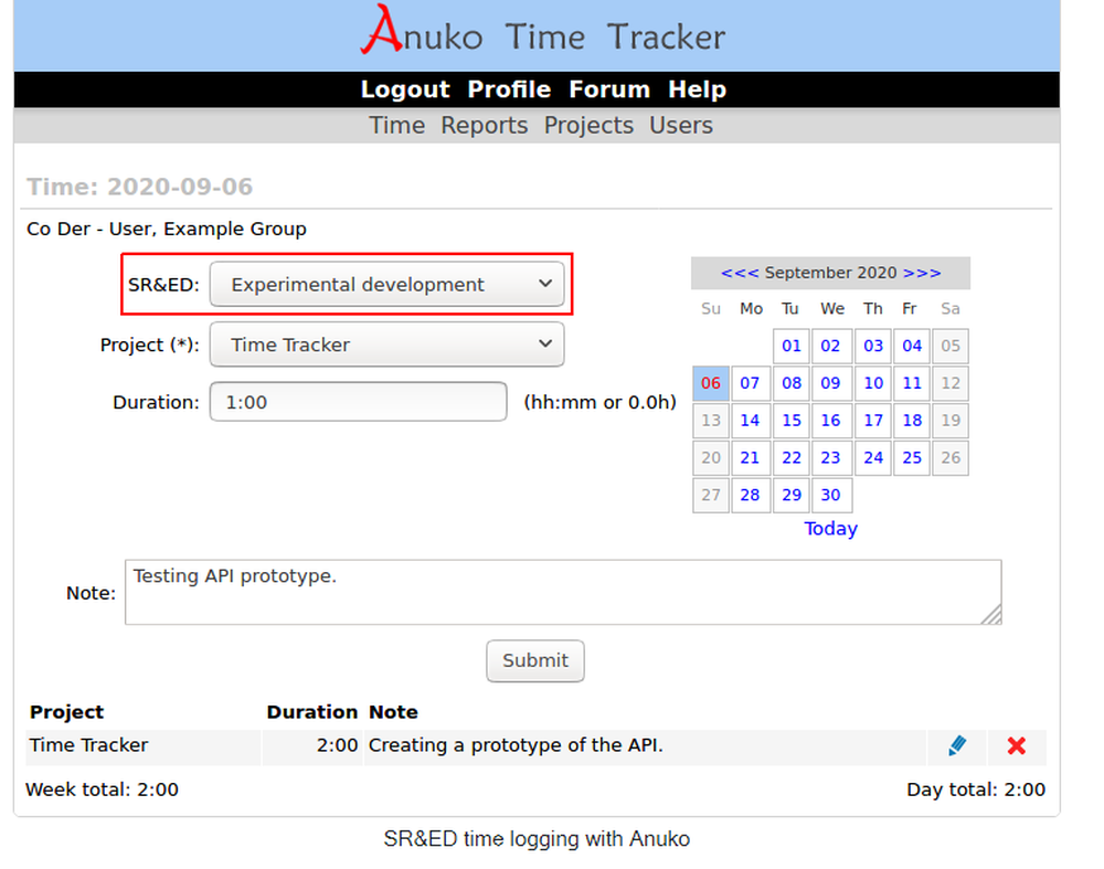 Anuko Time Tracker Screenshot 1